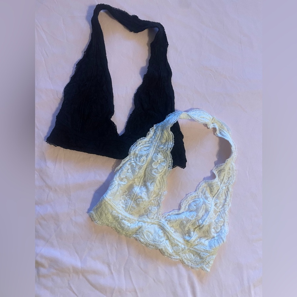 Two lace bralettes